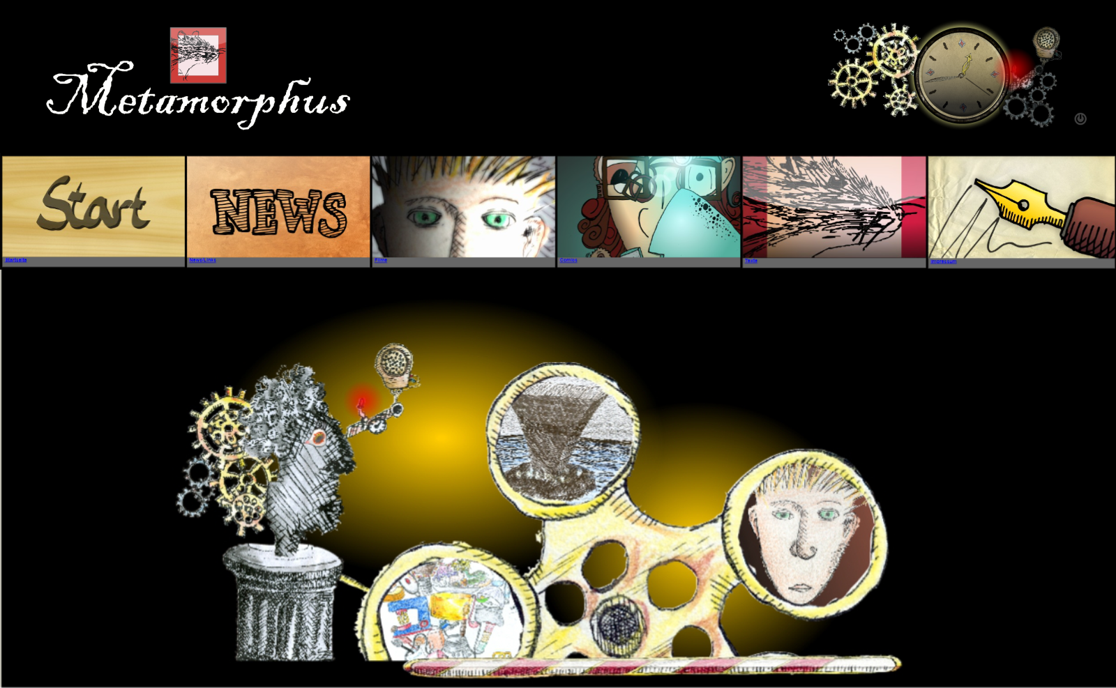 Eine Website mit Logo, Menüleiste und Startbild.